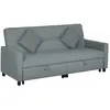 HOMCOM Canapé convertible 3 places style Chesterfield effet capitonné inclinable - 2 coussins, pochettes rangement - velours gris