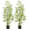 HOMCOM Lot de 2 bambous artificiels 1,20H m 498 feuilles réalistes par pied vrais troncs