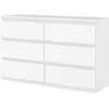 HOMCOM Commode 6 tiroirs meuble de rangement sans poignées design mini...