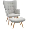 HOMCOM Fauteuil avec repose pied, dossier haut, pieds en bois et tissu...