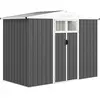 Non communiqué Abri de jardin surface 2,7 m² - 2 portes verrrouillables avec fenêtres - évents aération - tôle d'acier gris blanc