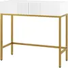HOMCOM Table console console meuble avec 2 tiroirs base en acier avec ...