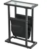 HOMCOM Table d'appoint étroite, bout de canapé en métal avec porte-rev...
