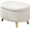 HOMCOM Banc ovale avec rangement intérieur, coffre, pouf, revêtement e...