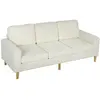 Homcom Canapé 3 Places Coussins À Ressorts Tissu Velours Côtelé Beige