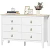 HOMCOM Commode 6 tiroirs meuble de rangement style contemporain avec p...