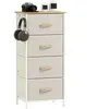 HOMCOM Commode 4 tiroirs en tissu, meuble de rangement avec 4 poches, ...
