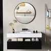 HOMCOM Miroir mural rond dia. 70 cm cadre métal noir