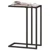 HOMCOM Table d'appoint en forme de C avec plateau en verre trempé, cad...