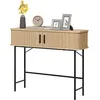 HOMCOM Console meuble, table console avec portes coulissantes à lattes...