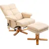 HOMCOM Fauteuil relax massant avec pouf, fauteuil de relaxation pivota...