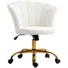 Chaise bureau velours design coquillage piètement acier doré blanc