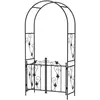 Outsunny Arche de jardin avec portillon treillis style fer forgé feuilles vigne acier thermolaqué noir