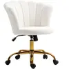 HOMCOM Chaise bureau en velours, chaise coiffeuse avec dossier en péta...