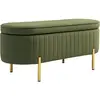 HOMCOM Banc de rangement, bout de lit en velours avec couvercle, pieds...