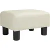 HOMCOM Pouf repose-pied tabouret bas en tissu de lin capacité de charg...