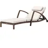 Outsunny Bain de soleil, chaise longue en résine tressée avec dossier ...