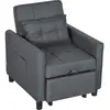 HOMCOM Fauteuil convertible 1 place 3 en 1 dossier réglable en 3 posit...