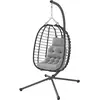 Outsunny Fauteuil suspendu pliable en résine tressée avec support, cou...