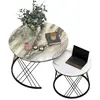HOMCOM Lot de 2 tables basses gigognes rondes Ø 70/44,5 cm avec platea...