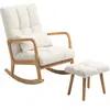 HOMCOM Fauteuil à bascule avec repose-pieds, rocking chair en tissu bo...