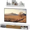 HOMCOM Ensemble meuble TV suspendu avec étagère murale meuble télé boi...