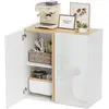 HOMCOM Buffet à haute brillance, meuble de rangement avec 2 portes à f...