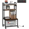 HOMCOM Support d'imprimante 4 niveaux avec prises de courant, roulette...