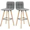 HOMCOM Lot de 2 tabourets de bar, chaises de bar capitonnées avec doss...