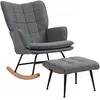 HOMCOM Fauteuil à bascule avec repose-pieds, rocking chair, assise lar...