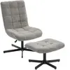 HOMCOM Fauteuil salon avec repose-pieds, chaise pivotante, hauteur rég...