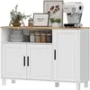 HOMCOM Buffet, meuble de rangement avec 3 portes, compartiment ouvert ...