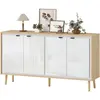 HOMCOM Buffet à haute brillance, meuble de rangement avec 4 portes, ét...