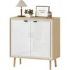 HOMCOM Buffet à haute brillance, meuble de rangement avec double porte...