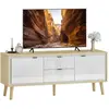 Meuble TV - HOMCOM - pour jusquà 55 pouces - 2 portes à haute brillanc...