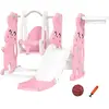 AIYAPLAY Toboggan et balançoire pour enfants 4 en 1 avec panier de bas...