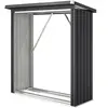 Outsunny Abri-bûches couvert support pour bois de chauffage plancher s...