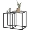 HOMCOM Lot de 2 tables basse gigogne, tables d'appoint empilable, plat...