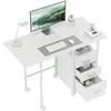 HOMCOM Bureau d'ordinateur pliable sur roulettes, bureau avec rangemen...