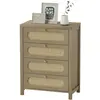 HOMCOM Commode 4 tiroirs meuble de rangement style bohémienne avec por...