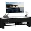 Meuble TV - HOMCOM - 140 cm - pour téléviseur 32-65 pouces - effet mar...