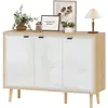HOMCOM Buffet à haute brillance, meuble de rangement avec 3 portes, ét...