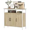 HOMCOM Buffet, meuble de rangement avec 3 portes, compartiment ouvert ...