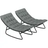 Outsunny Lot de 2 fauteuils à bascule extérieur avec coussins épais, s...