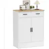 HOMCOM Buffet, meuble de rangement avec 2 portes, 2 tiroirs et étagère...