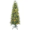 HOMCOM Sapin de Noël artificiel 150 cm, arbre de Noël slim avec 150 lu...