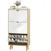 HOMCOM Meuble à chaussures, armoire à chaussures étroite, 3 tiroirs ra...
