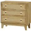 HOMCOM Commode 3 tiroirs meuble de rangement cannage en rotin aspect b...