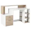 HOMCOM Bureau informatique multimédia multi-rangements aspect chêne blanc
