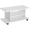 HOMCOM Meuble TV bas à roulettes avec étagère panneaux de particules blanc